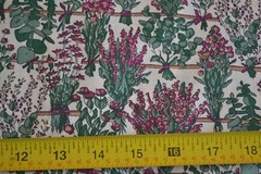11″ Long, Lavender & Green Flower & Plant Bouquets on Cream Quilt Cotton, N204