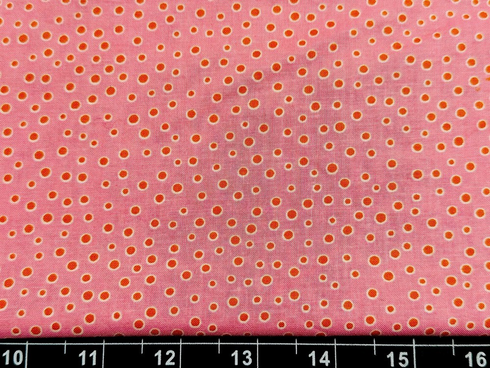 Tina Scrap 9″x21″ Polka Small Dots Pink Orange Easter Circles Cotton Fabric