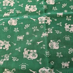 Vintage Wamsutta Christmas Toy Green & White Cotton for Quilting 33 x 36 inches