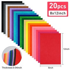 20 Pcs 8×12 Inch Assorted Color Felt Fabric Sheets for DIY Crafts Sewing
