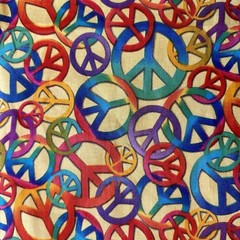 Peace Signs Cotton Fabric Springs Creative 58” x 42” CP35482 READ