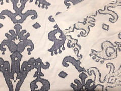 Covington ASTRA SLATE Black White Embroidered Ikat Designer Drapery Uph Fabric