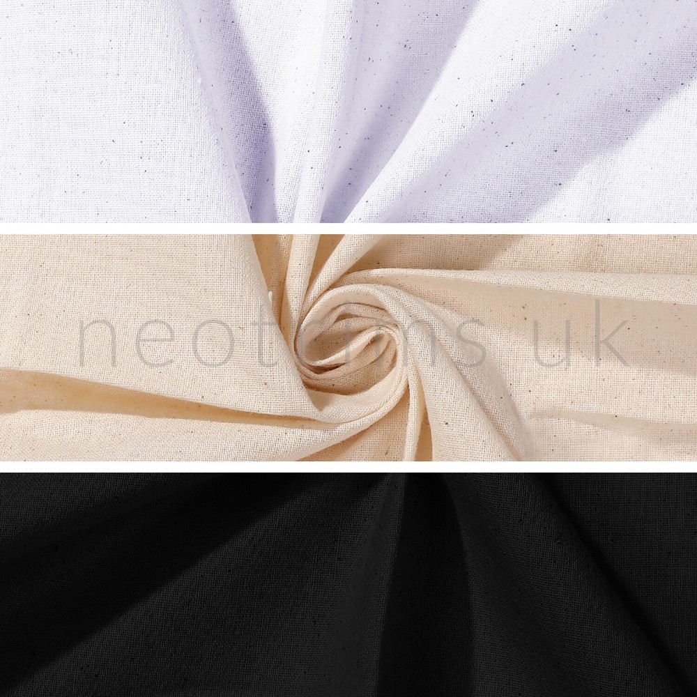 Calico Fabric 100% Cotton Undyed NATURAL Cream & WHITE & BLACK Superior Smooth
