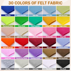 30PCS 8″ X 12″ 1.4 Mm Thick Soft Felt Sheets,30 Assorted Multicolour Series Soft