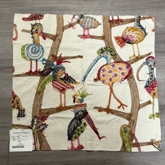 CLARANCE HOUSE Signature Whimsical POLLY BIRDS Crewel Fabric Sample 26”x26”