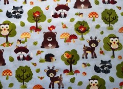 By the 1/4 yard cotton fabric Hi-Fashion Fabrics Forest Animals deer bear owl