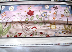 Fabric Red Rooster Panel “Who Comes to Zinnia’s Garden?” Crow Fox Bunny $10.95