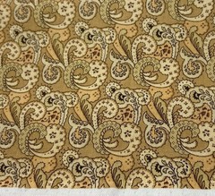 Birds of a Feather Paisley Print 20″x40″ Cotton Fabric Kaye England Tan/Brown