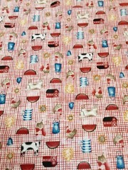 VTG Fabric Traditions 1 yd x 44 Farmhouse 1998 Cows Country