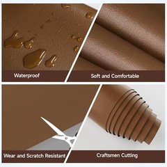 12*54” Vinyl Upholstery Leather Brown Marine Auto Boat Faux Fabric DIY Repair