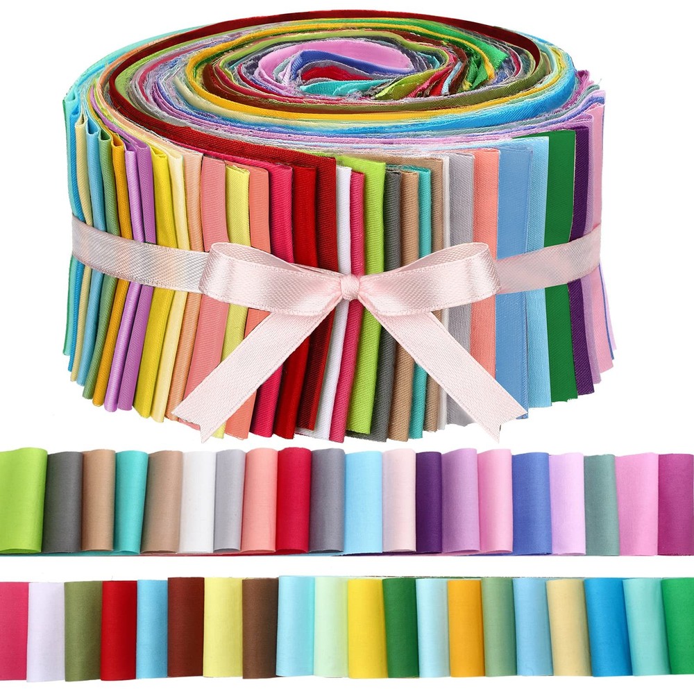 70 PCS Solid Color Cotton Jelly Fabric Quilting Strips Precut Roll 2.55 In