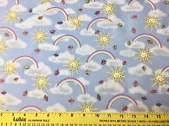 1/2 Metre Sunny Rainbow Sun Cloud Sewing Quilting Fabric Cotton New Multicolour