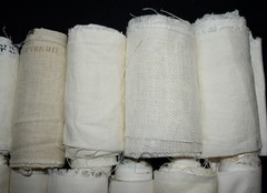 2 Lbs 2.2oz Linen & Cotton Fabric Remnant Strips ** White—Cream—Natural ** 3-5″w