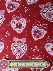 Valentine Hearts FAT 8 Large Scrap 10x 22 Red Pink Hearts And Flowers Fabric