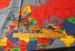 1 yard x 56″ wide Fabric Quilt World Map Fabric Traditions 1999 NTT Inc.