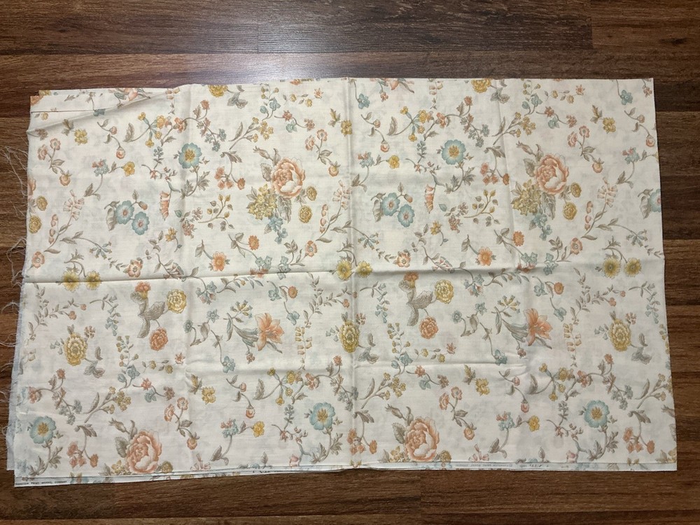 VIP Cranston Print Works Fabric Floral On Cream Cotton Blend 2yds X 44in