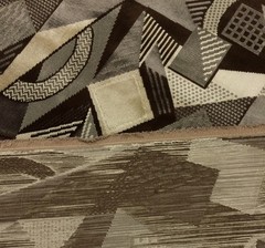 LARSEN TOSHIBI TAUPE BEIGE GEOMETRIC VELVET UPHOLSTERY FABRIC BY THE YARD 51″W