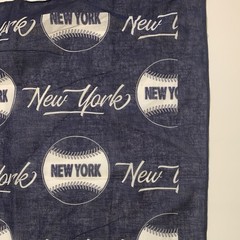 New York Yankees-themed Cotton Fabric Square 21-1/2” Navy & White, Baseball