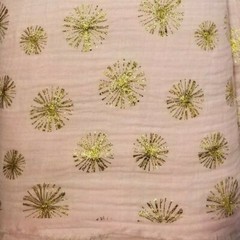 Soft Blush Pink Double-Gauze with Metallic Gold Starburst Polka Dots – OFFCUT PC
