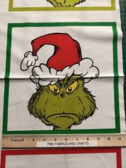 RK How the Grinch Stole Christmas 6 block 100% cotton fabric panel aprox 24 x 44