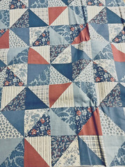 VTG `91 Patchwork 4″ Squares Cheater Shades Blue & Mauve Fabric Tradition BTFQ