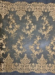 Teagan GOLD Damask Design Embroidered on Mesh Lace Fabric by the Yard – 10027