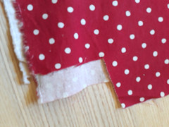1.4 YDS Sevenberry Japan Cotton Flax Canvas Fabric Med Natural Dots on Red