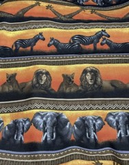 AFRICAN SERENGETI Fabri Quilt 40×44” Piece Elephant Giraffe Lion Sunrise