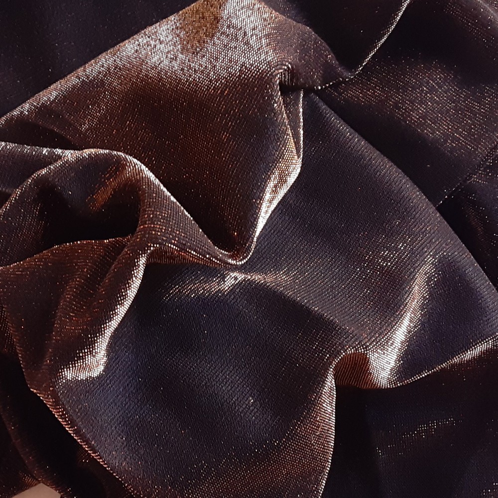 56″ x 58″ Copper Iridescent Metallic Knit Stretch Rayon Fabric Remnant