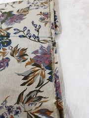 Fabric Taupe Multicolor Purple Floral 1 Yard X 60 Inches One Piece