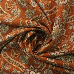 MILL CREEK SALIANNA SPICE ORANGE FLORAL DAMASK VINE LINEN FABRIC BY YARD 54″W