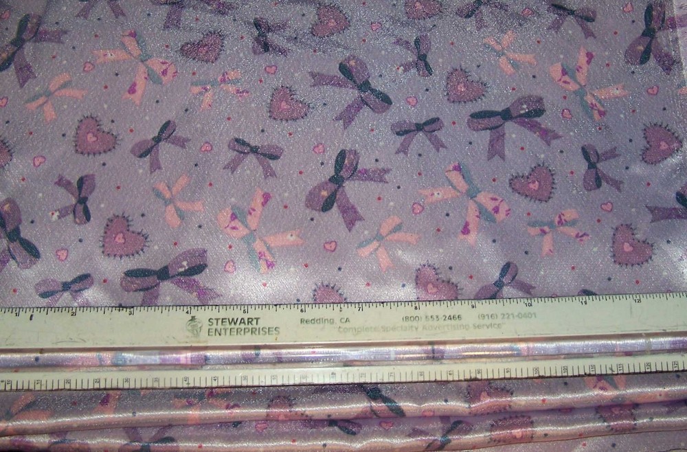 Lavender Satin Bows and Hearts 60″ Wide 3 yards #8