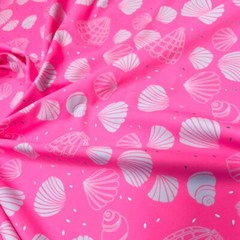 Spandex Fabric Pink Clam Shell Print 4-way Stretch 60″ wide Swimsuit By the Yard