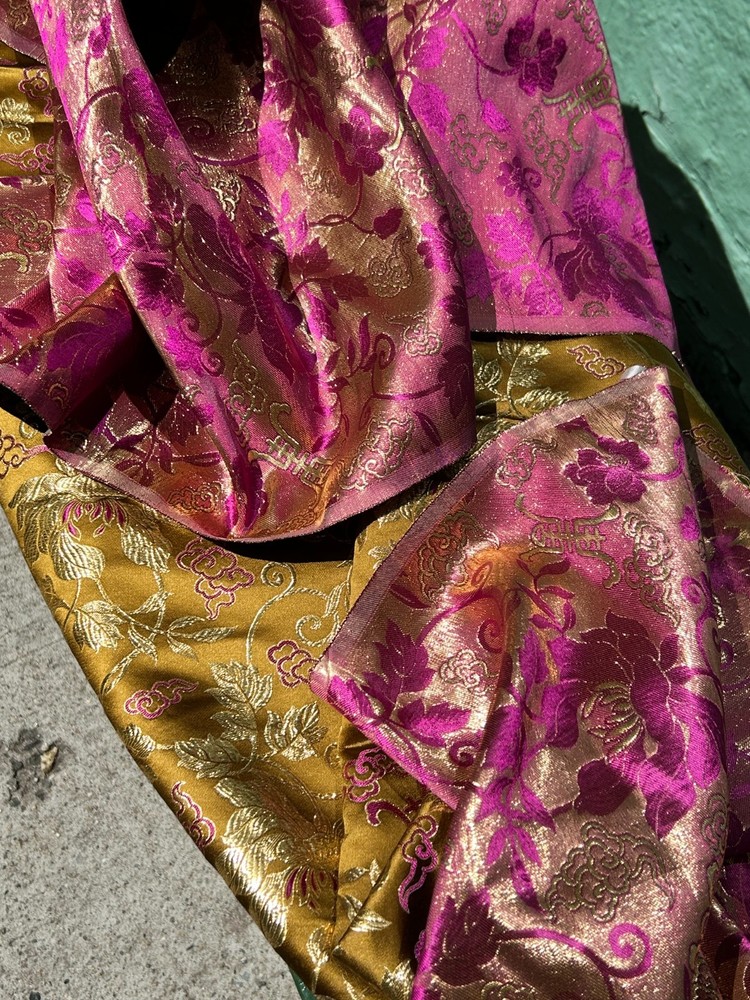 Chinese Temple Ceremonial cloth Gold/ Magenta Fabric 81 in x 30 in