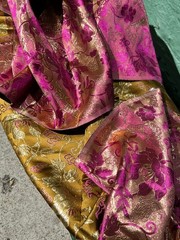 Chinese Temple Ceremonial cloth Gold/ Magenta Fabric 81 in x 30 in