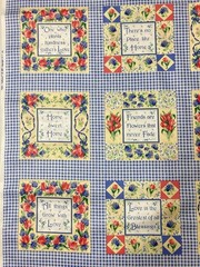 Vtg Fabric Traditions Home Sweet Home Cheater Square Fabric Panel 64″ Polished
