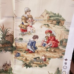 Victorian Kids and Mom Beach Scenes Sewing Fabric P Kaufmann Braemore 44 x 58 in