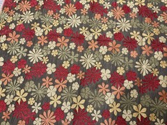 Fabric Remnant Designer Material Brown Flower Power Olive, Orange, Gold 57” X 52