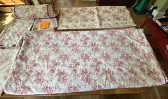 2002 Jane Churchill Colfax Rose Toile Custom Queen Duvet 2 Cases 1 Neck Roll +