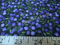 Wild Blueberry Cotton Fabric Purple Berry Saskatoon Elderberry Fruit 18 x 60 w