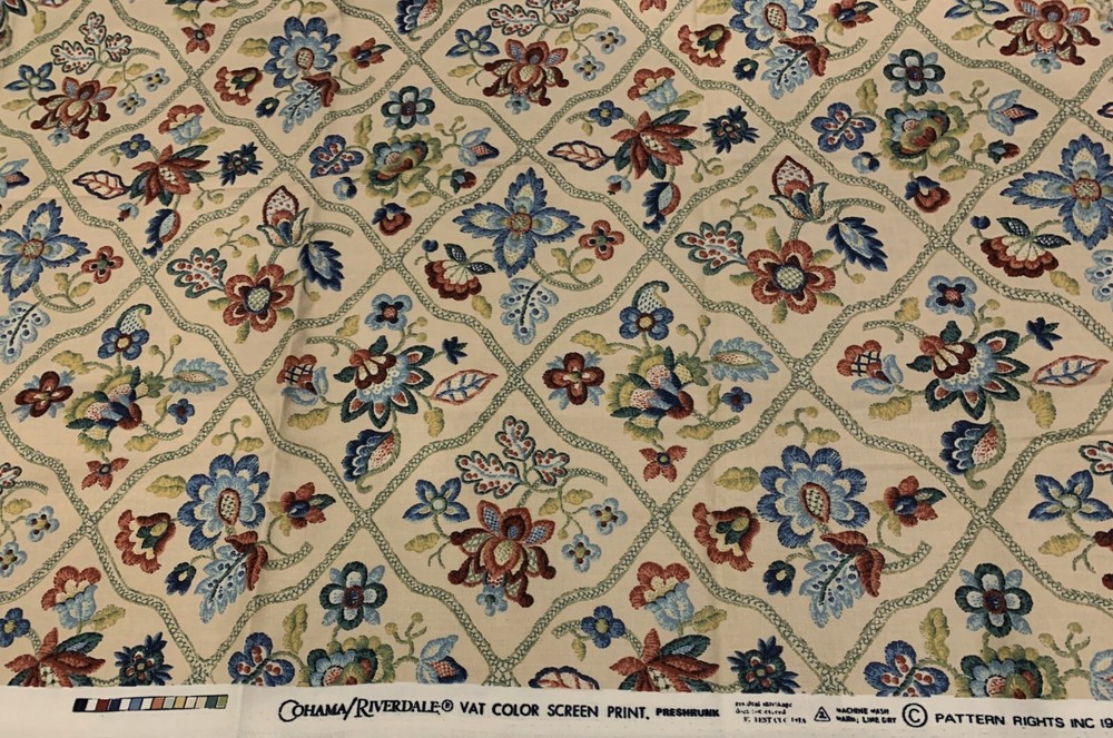 1 Yard+ Cohama Riverdale CAPTAIN’S CORNER Fabric NANTUCKET EMBROIDERIES 1981