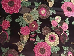 Black Floral Peony Brocade Colorful Metallic Remnant 1 yard 36″x47″