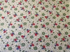VTG Rose Bud Red Green White Floral On Cream 2 pieces 12/10″ wide X 42 long