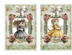 Victorian Cats In Dresses A Designer MULTI-SIZE SET Cotton Fabric Quilt Blocks