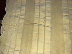 2.8ydX63″W yellow silky rayon-y synthetic wide shadow stripe seersucker fabric