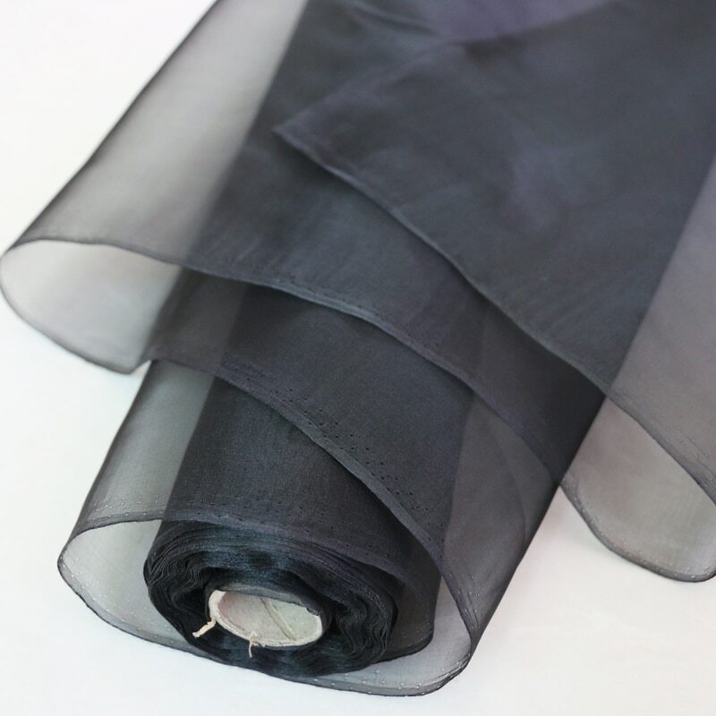 1 Yard Wholesale Black 100% Mulberry Silk Organza Fabric Gauze Tecido