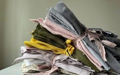 50 Pcs Mix Linen scraps bundle colored linen offcuts, fabric remnants scraps