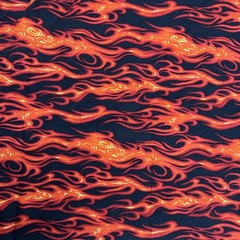 Orange Red Flames Black Cotton Fabric “Movin On” BTHalfY #52