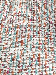 Multicolor Boucle Woven Fabric 1 Large piece 69″ x 56″ Orange Pink Teal Ivory
