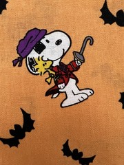 Halloween Peanuts Cotton Fabric 18″ x 43” Snoopy Lucy Charlie Brown Bats Pumpkin